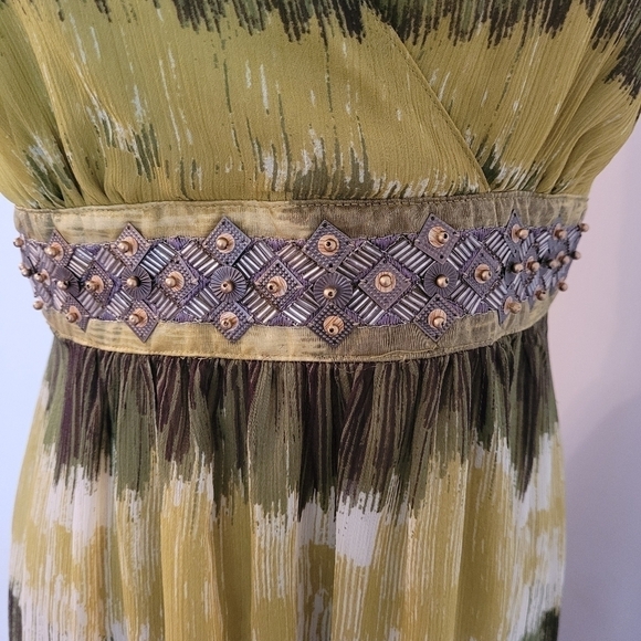 Apt. 9 Green Maxi Dress Beaded at the Waist Sz 6 - Picture 4 of 13